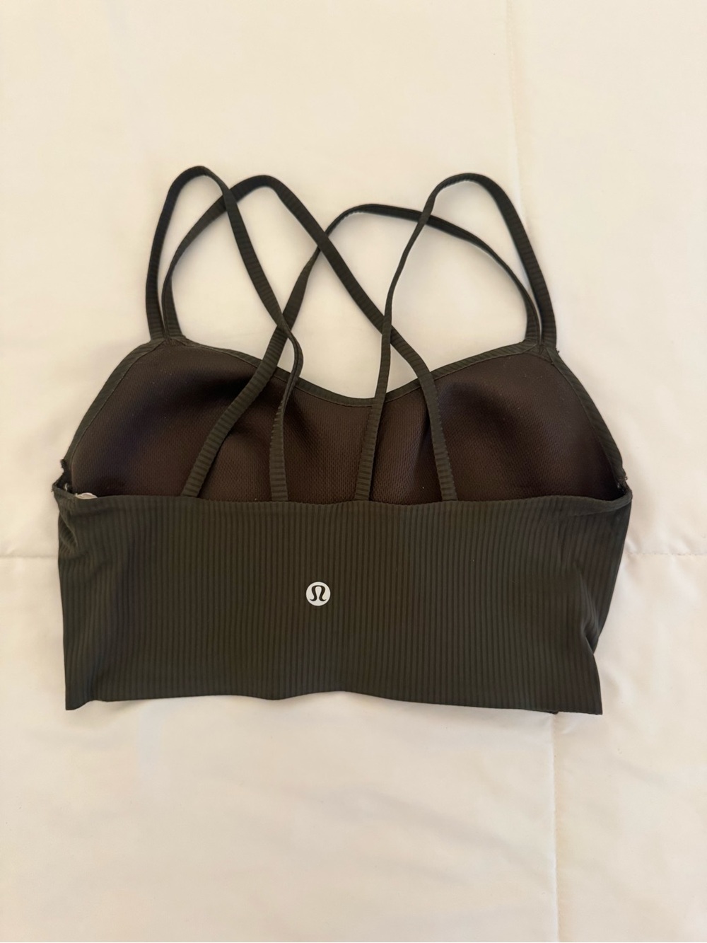 lululemon athletica Dark Green Ribbed Strappy Sports Bra - Picture 3 of 4